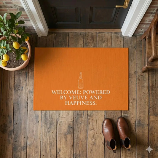 Powered by Veuve Clicquot Outdoor Rug – Funny Champagne Patio Decor - Home Decor