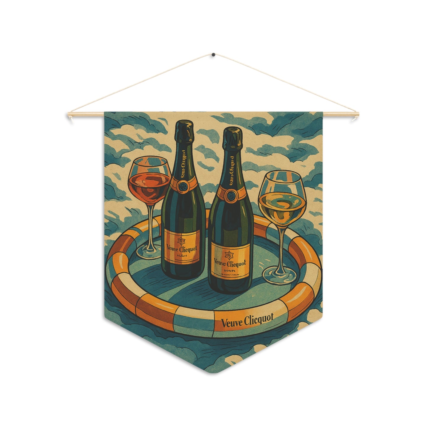 Veuve Clicquot Pennant – Champagne Wall Decor for Kitchen & Home Bar