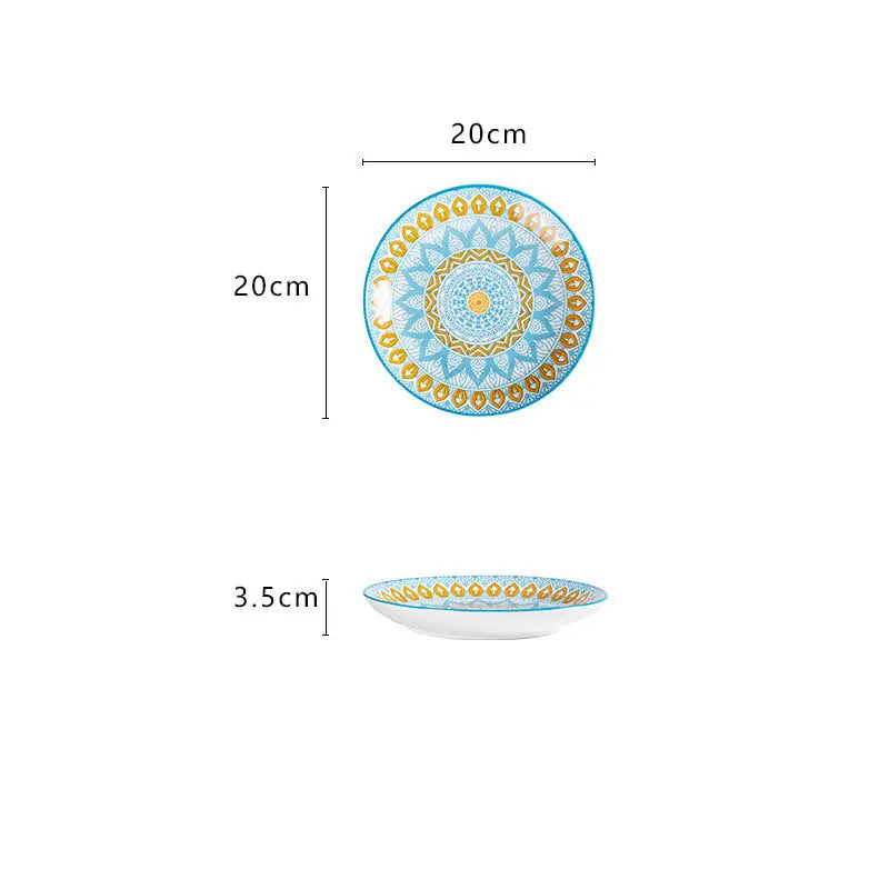 Ceramic Plate Hand-Painted Tableware Underglaze - Kitchen
