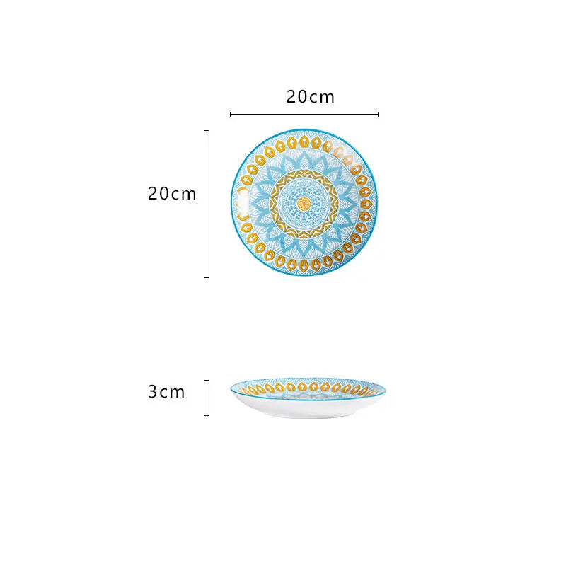 Ceramic Plate Hand-Painted Tableware Underglaze - Kitchen