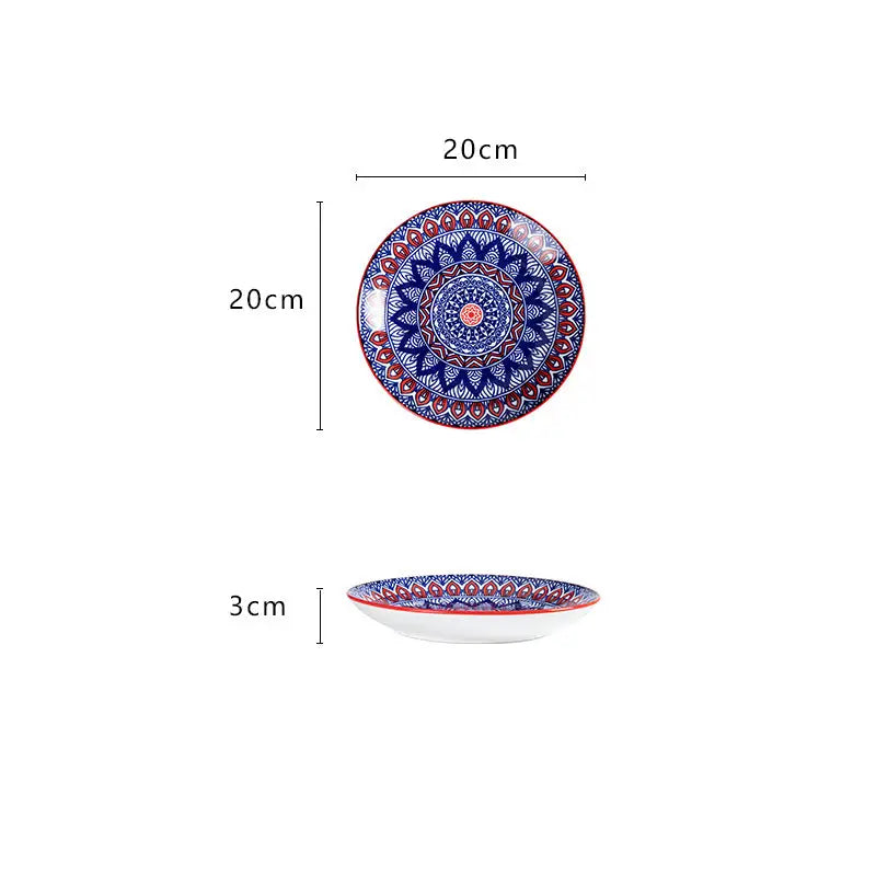 Ceramic Plate Hand-Painted Tableware Underglaze - Shallow plate / 8 inches / Purple - Kitchen