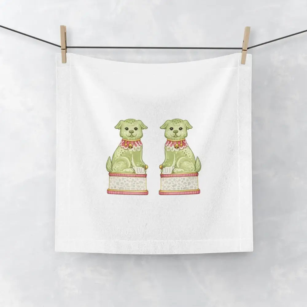 Colorful Foo Dog Cotton Tea Towel - Asian Inspired - 13’’ × 13’’ / Light Green - Home Decor
