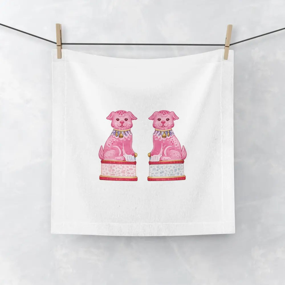 Colorful Foo Dog Cotton Tea Towel - Asian Inspired - 13’’ × 13’’ / Pink - Home Decor