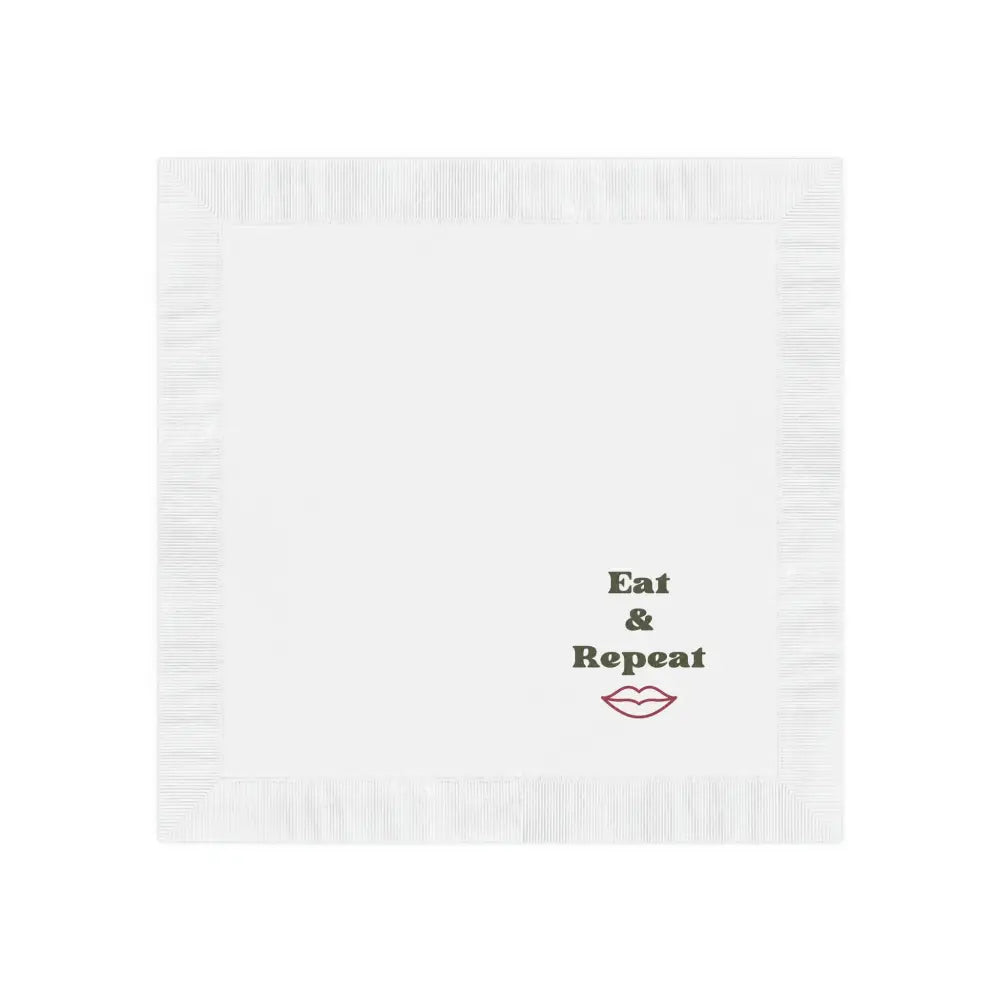 Eat & Repeat White Coined Napkins - Home Decor