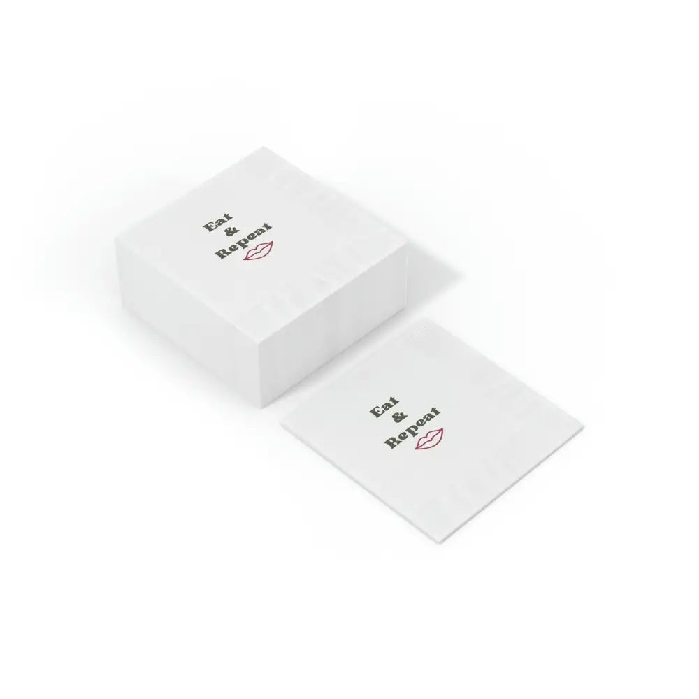 Eat & Repeat White Coined Napkins - Home Decor