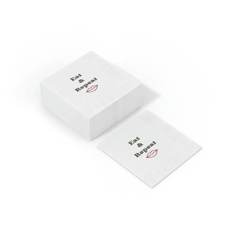 Eat & Repeat White Coined Napkins - Home Decor