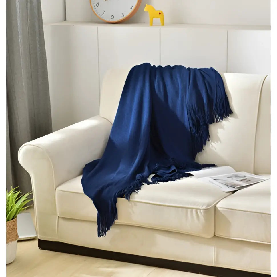 Fringed Knitted Small Blanket Napping Blanket Sofa Blanket - Blankets