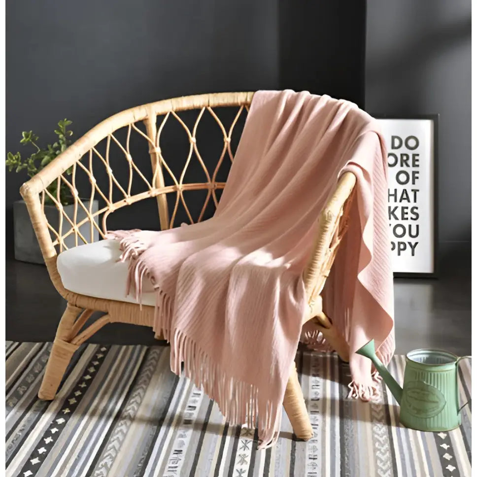Fringed Knitted Small Blanket Napping Blanket Sofa Blanket - Blankets