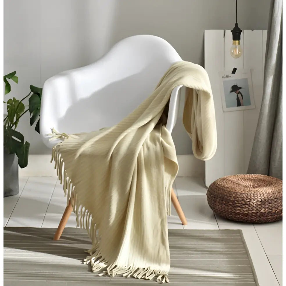 Fringed Knitted Small Blanket Napping Blanket Sofa Blanket - Blankets
