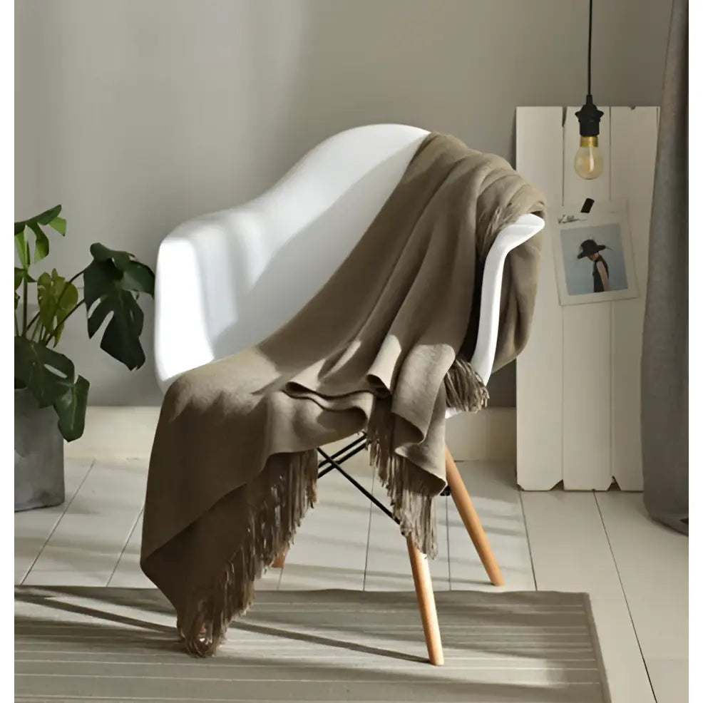 Fringed Knitted Small Blanket Napping Blanket Sofa Blanket - Coffee / 130x150cm - Blankets