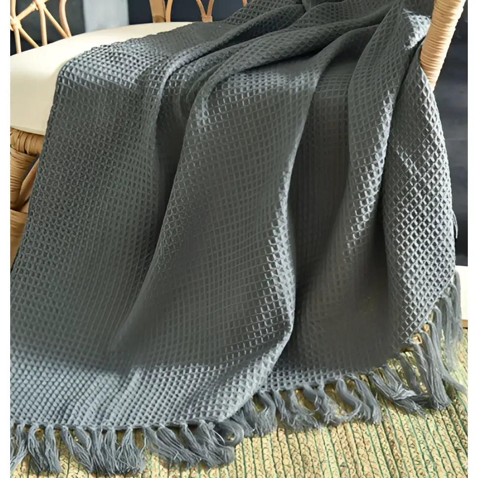 Fringed Knitted Small Blanket Napping Blanket Sofa Blanket - Gray / 130x150cm - Blankets