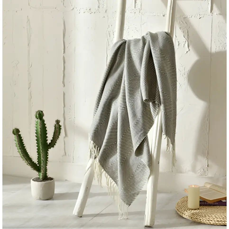 Fringed Knitted Small Blanket Napping Blanket Sofa Blanket - Plaid gray / 130x150cm - Blankets