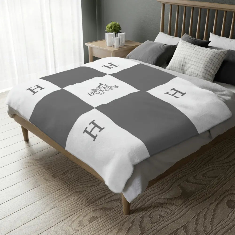 Hotmes Paris Minky Blanket (Two-sided print) - 60’’ × 50’’ / Grey - Home Decor