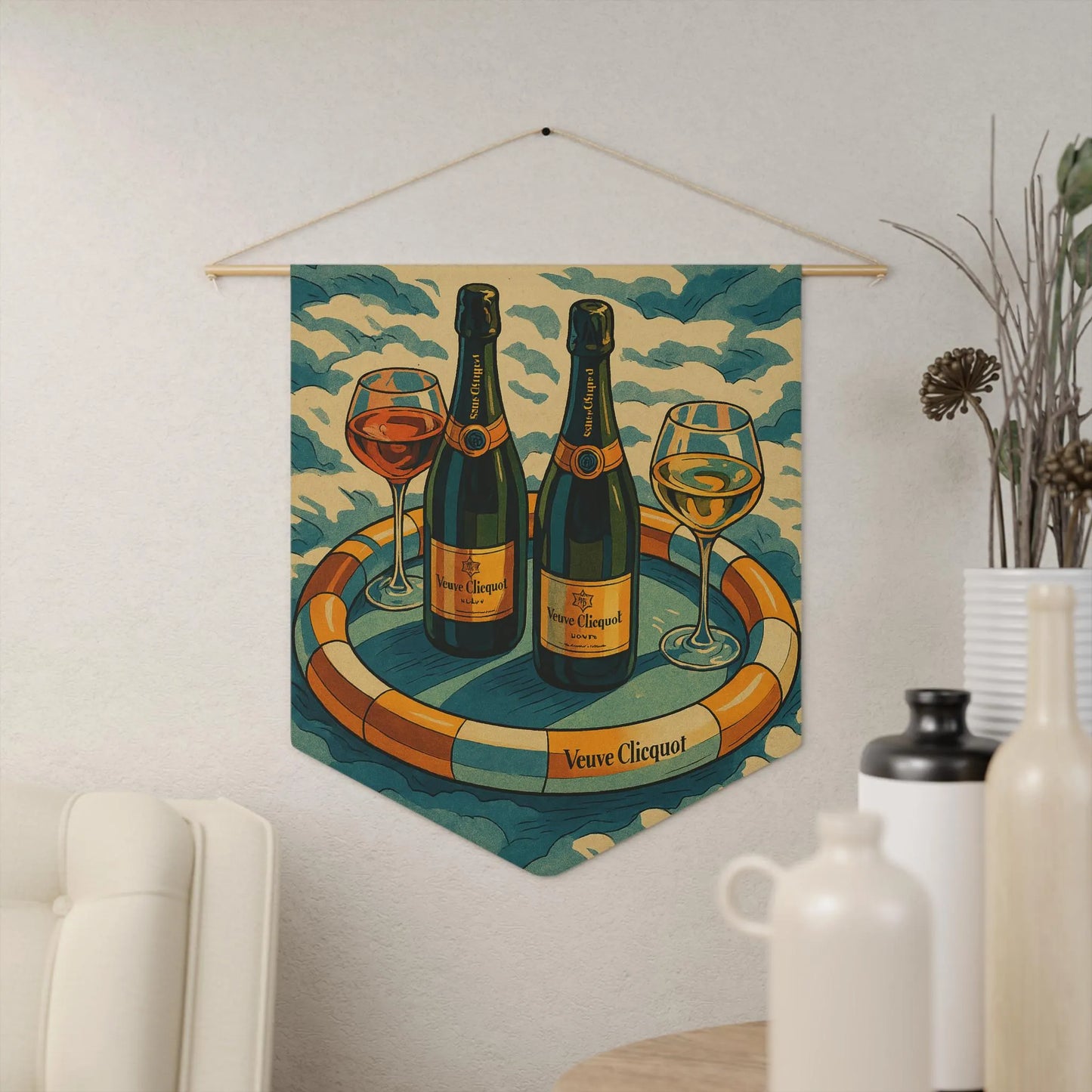Veuve Clicquot Pennant – Champagne Wall Decor for Kitchen & Home Bar