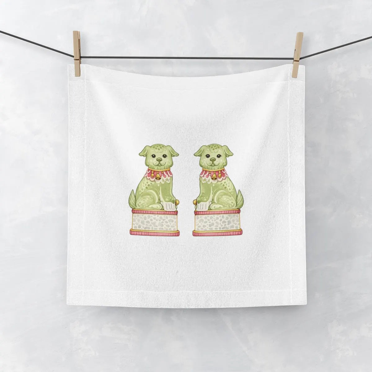 Colorful Foo Dog Cotton Tea Towel - Asian Inspired