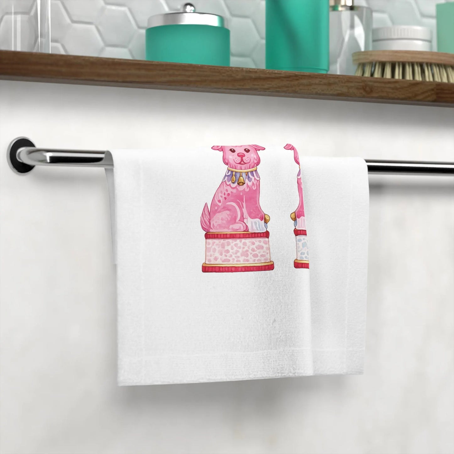 Colorful Foo Dog Cotton Tea Towel - Asian Inspired