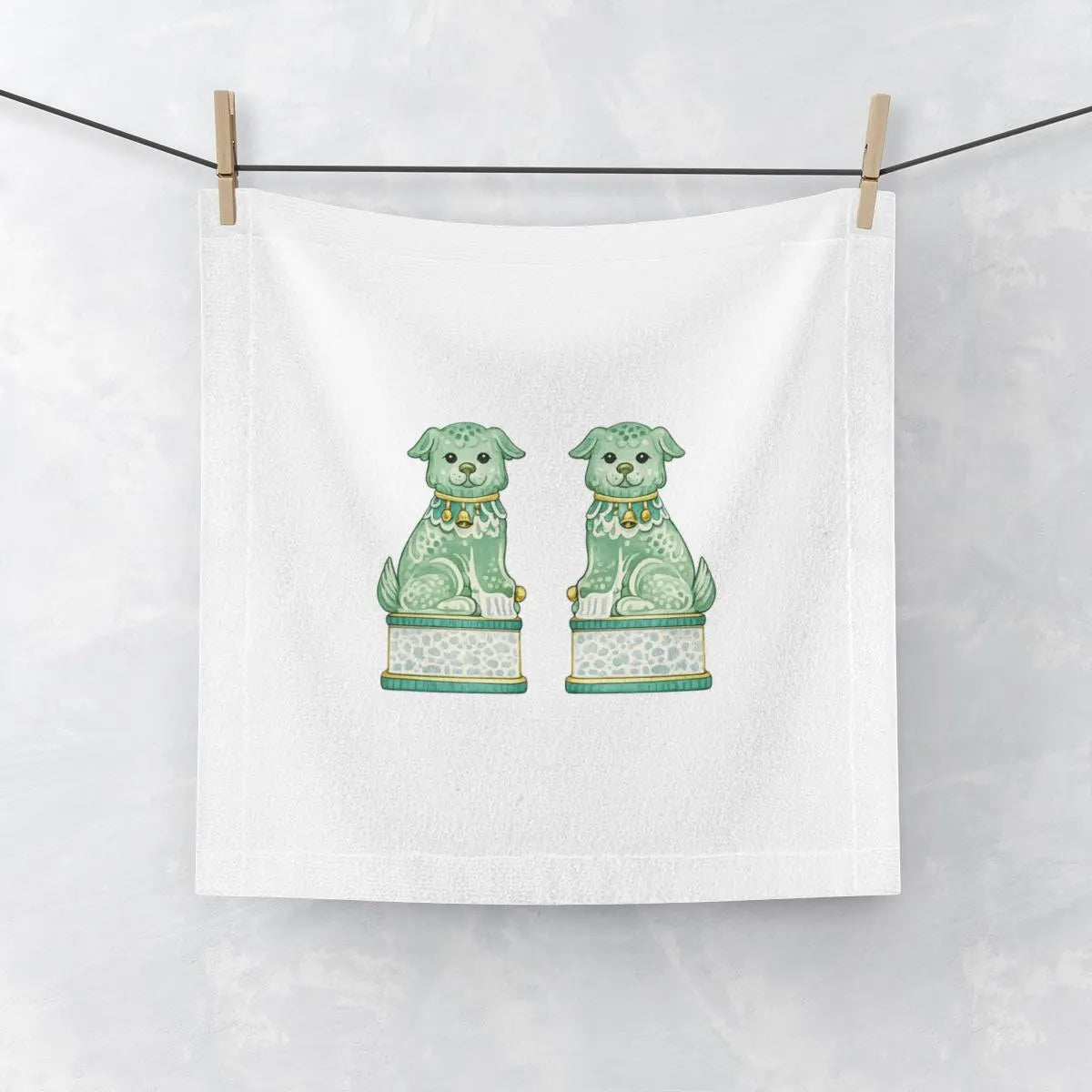 Colorful Foo Dog Cotton Tea Towel - Asian Inspired