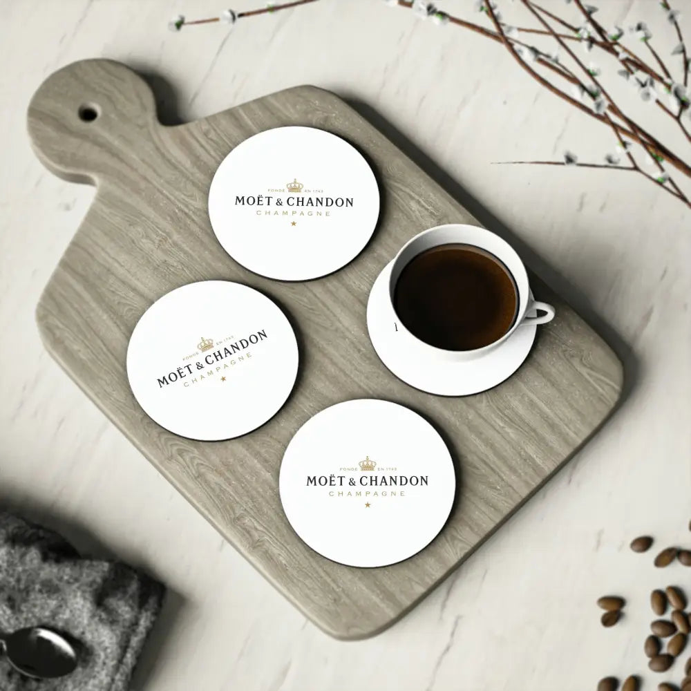 Moët & Chandon Coasters - 4pcs Set - Round / 3.7’’ x 3.7’’ / 4-piece set - Home Decor