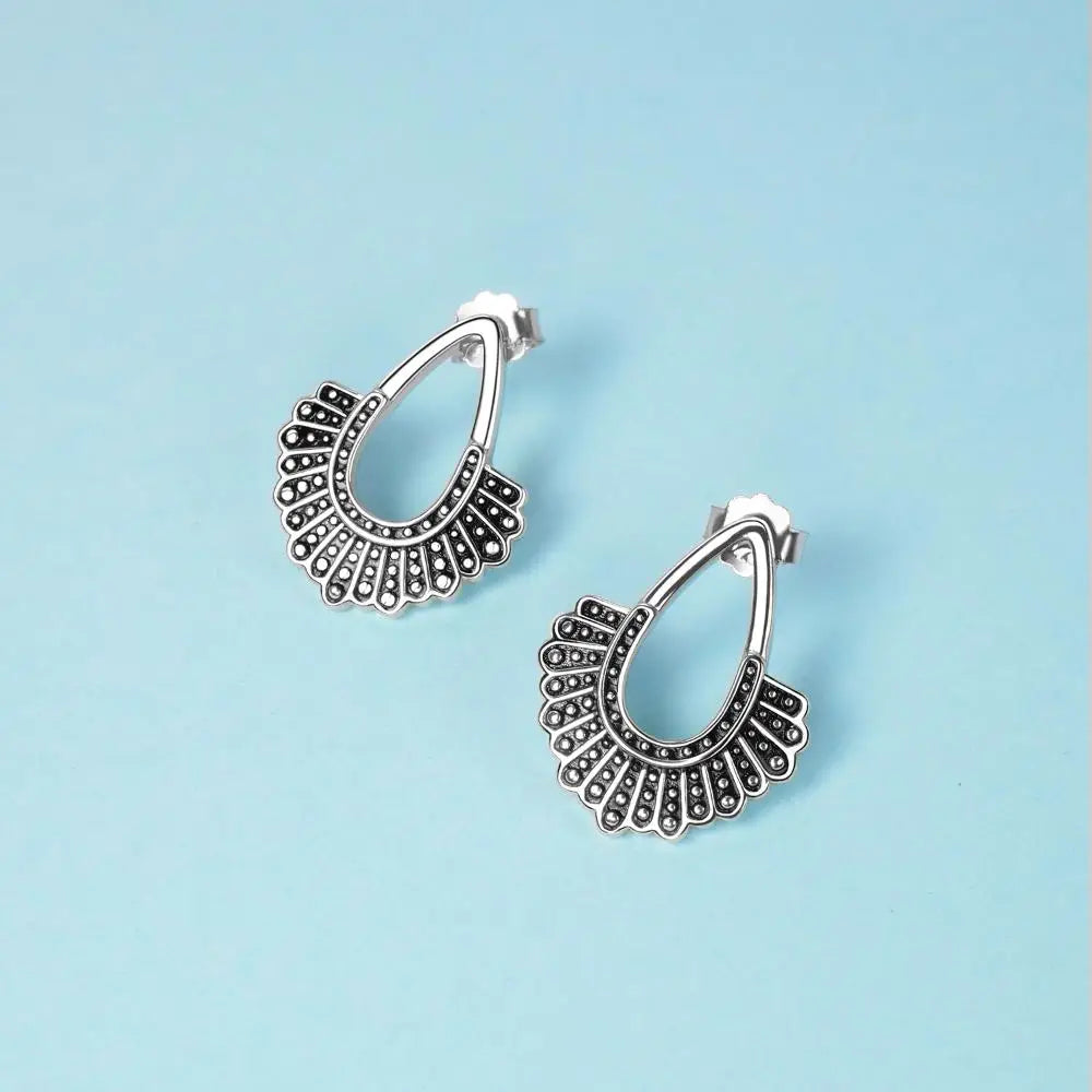 RBG Dissent Collar Earrings 925 Sterling Silver Earrings for Women - Two tone / 20mm*16.5mm - Earrings
