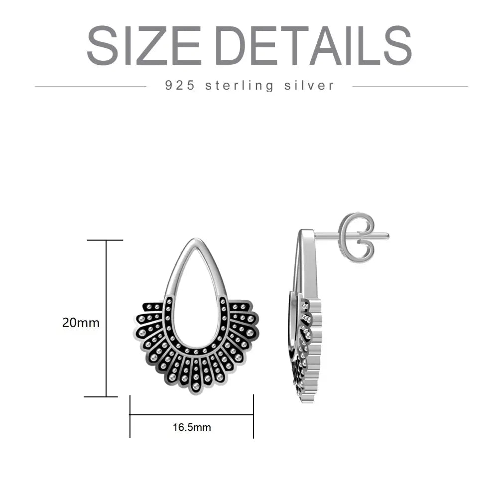 RBG Dissent Collar Earrings 925 Sterling Silver Earrings for Women - Two tone / 20mm*16.5mm - Earrings