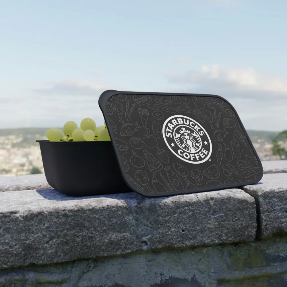 Starbucks Special Bento Box with Free Band and Utensils - Black / 7.4’’ x 5.1’’ x 2.3’’ - Accessories