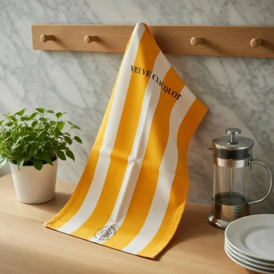 Veuve Clicquot Champagne Tea Towel: Elegant Kitchen Decor - Cotton Twill / 18’’ × 30’’ - Home Decor