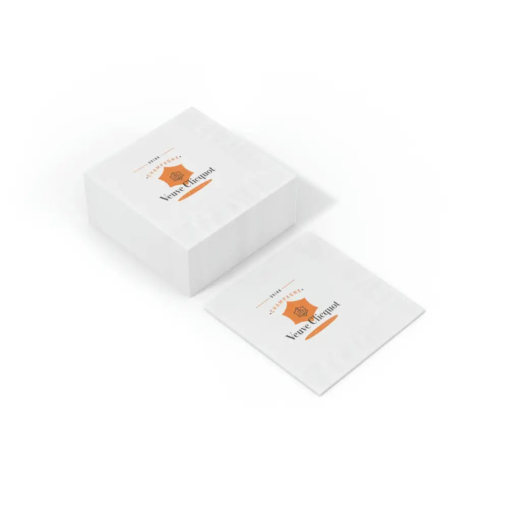 Veuve Clicquot Champagne - White Coined Napkins - Home Decor