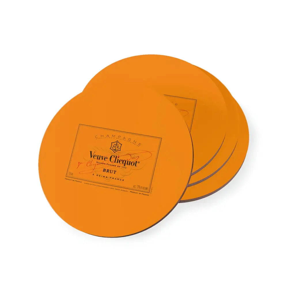 Veuve Clicquot Coasters - 4PCS. SET - Round / 3.7’’ x 3.7’’ / 4-piece set - Home Decor