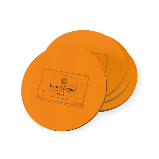 Veuve Clicquot Coasters - 4PCS. SET - Round / 3.7’’ x 3.7’’ / 4-piece set - Home Decor