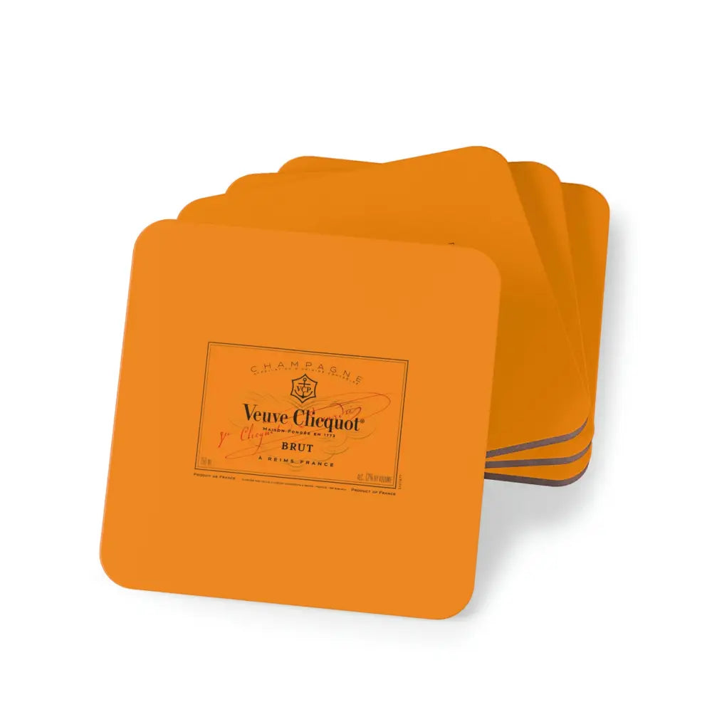 Veuve Clicquot Coasters - 4PCS. SET - Square / 3.7’’ x 3.7’’ / 4-piece set - Home Decor