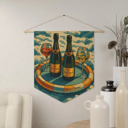 Veuve Clicquot Pennant – Champagne Wall Decor for Kitchen & Home Bar - 18’’ × 21’’ - Home Decor