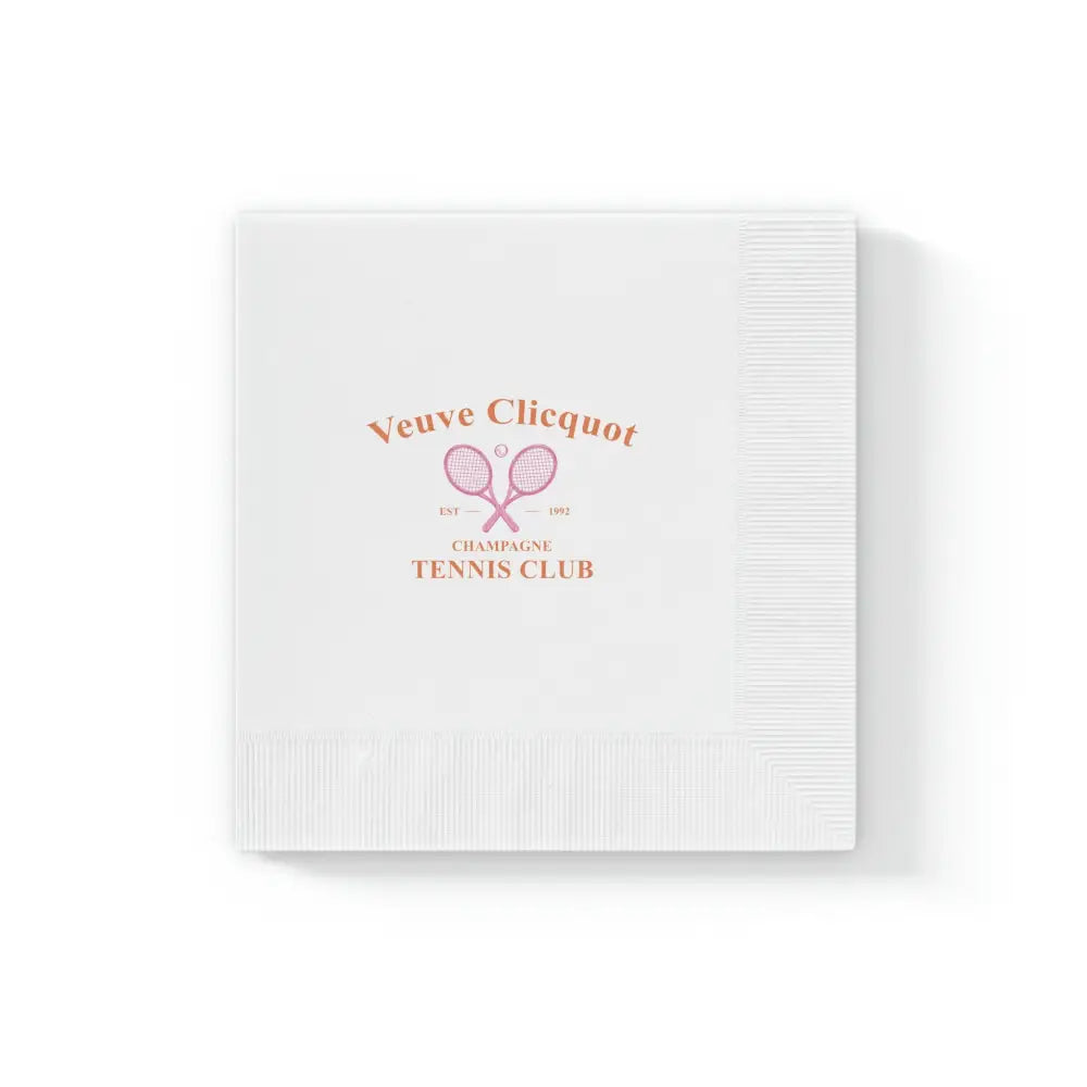 Veuve Clicquot Tennis Club -White Coined Napkins - 6.5’’ x 6.5’’ / White / 100 pcs - Home Decor