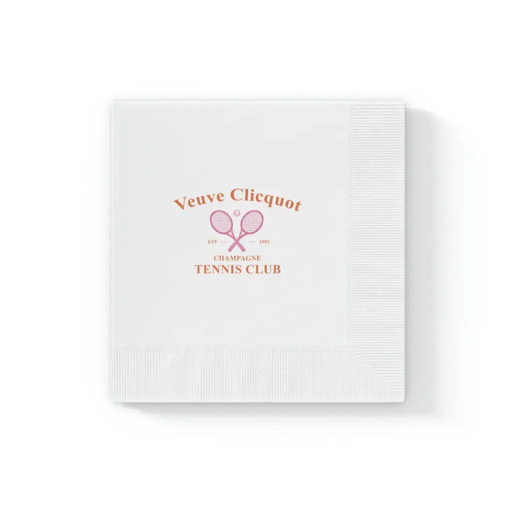 Veuve Clicquot Tennis Club -White Coined Napkins - 6.5’’ x 6.5’’ / White / 50 pcs - Home Decor