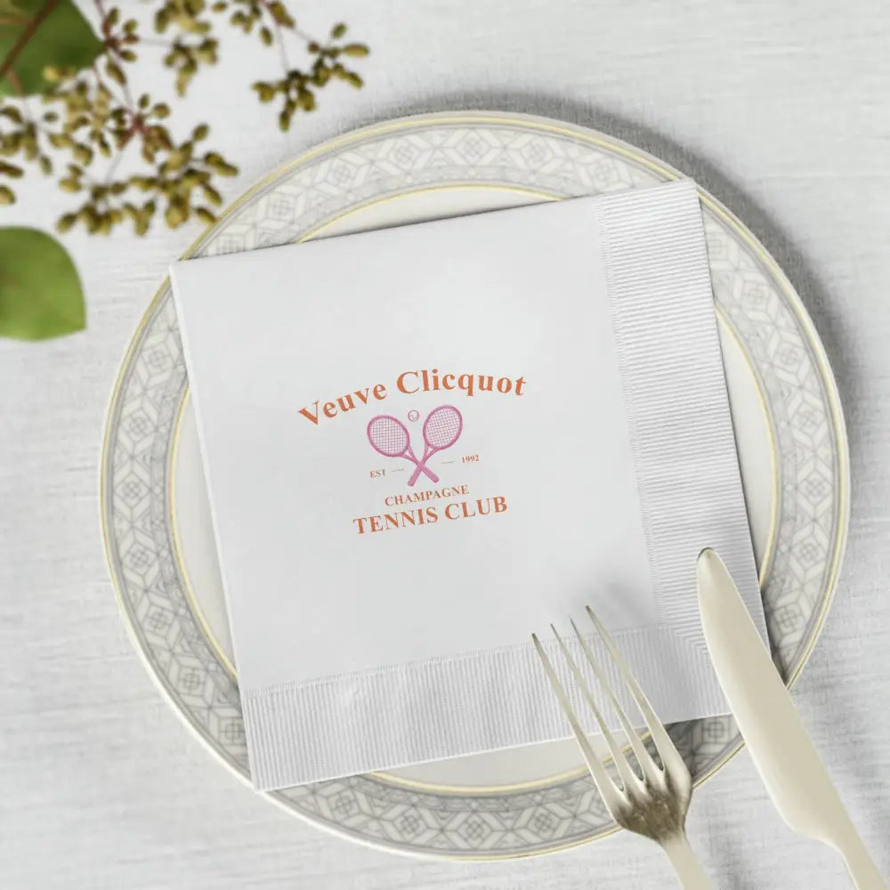 Veuve Clicquot Tennis Club -White Coined Napkins - Home Decor