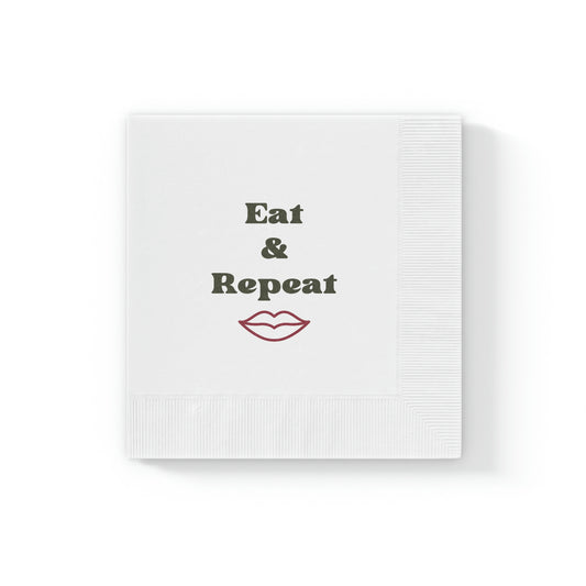 Eat & Repeat White Coined Napkins