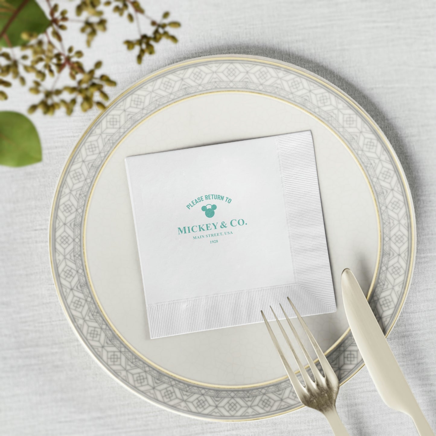 Mickey & Co. White Coined Napkin