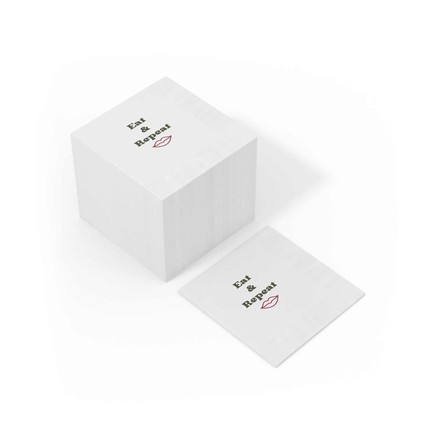 Eat & Repeat White Coined Napkins