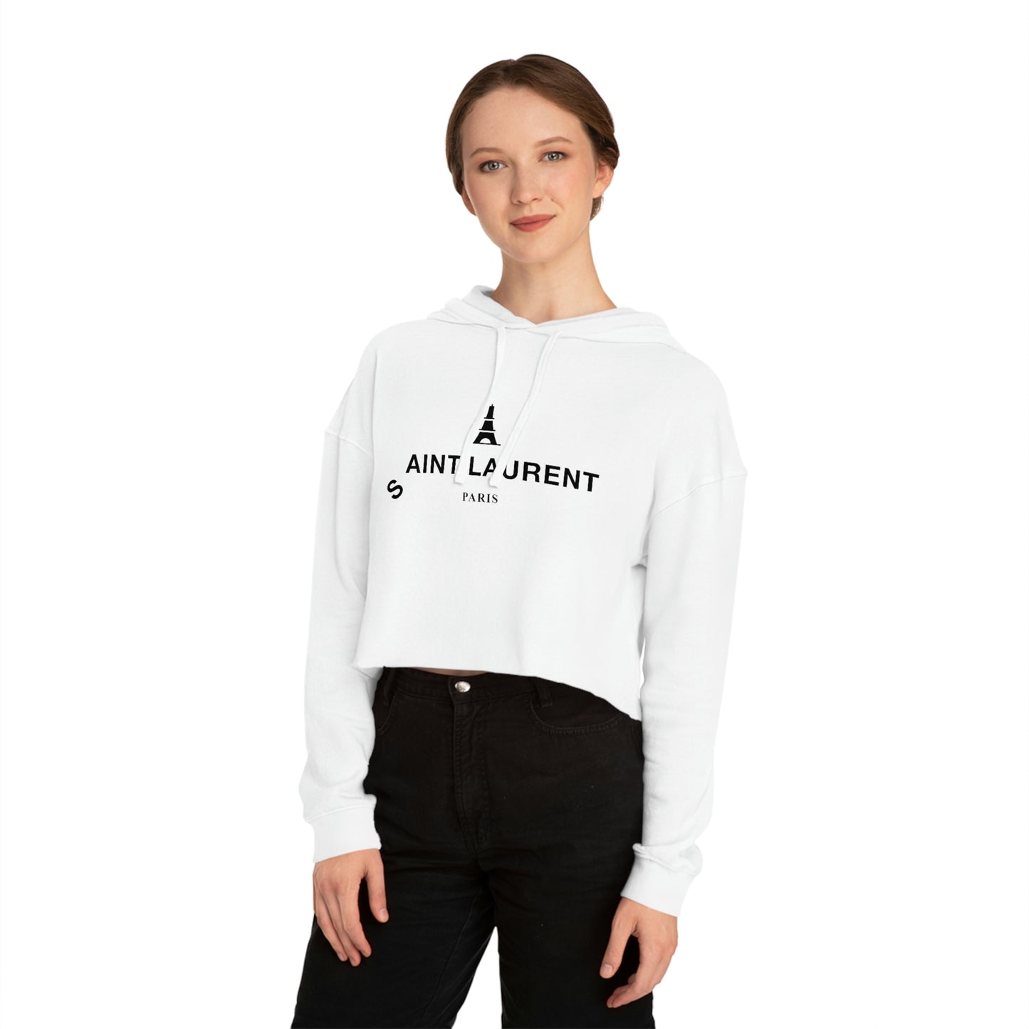 AINT LAURENT Cropped Hooded Sweatshirt