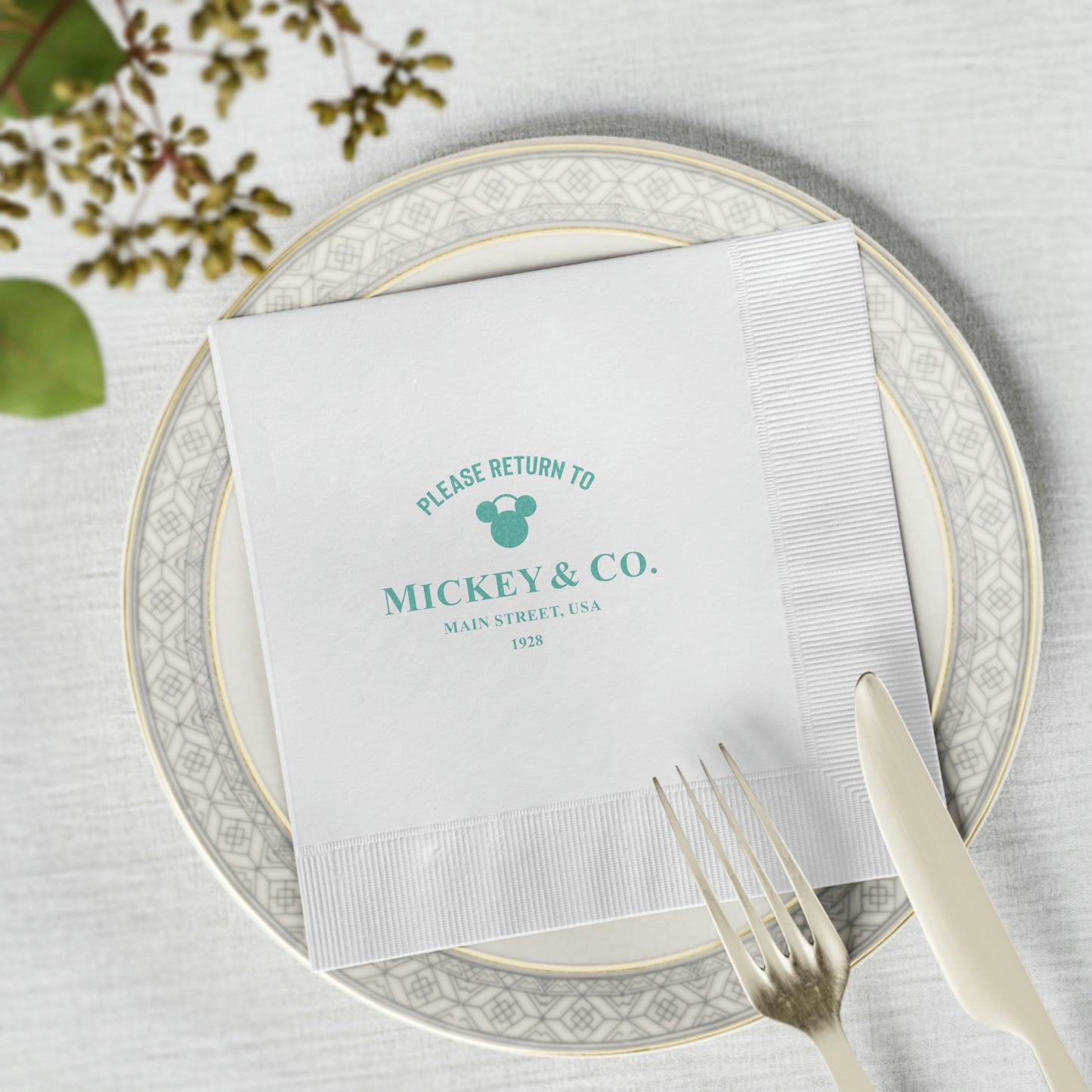 Mickey & Co. White Coined Napkin