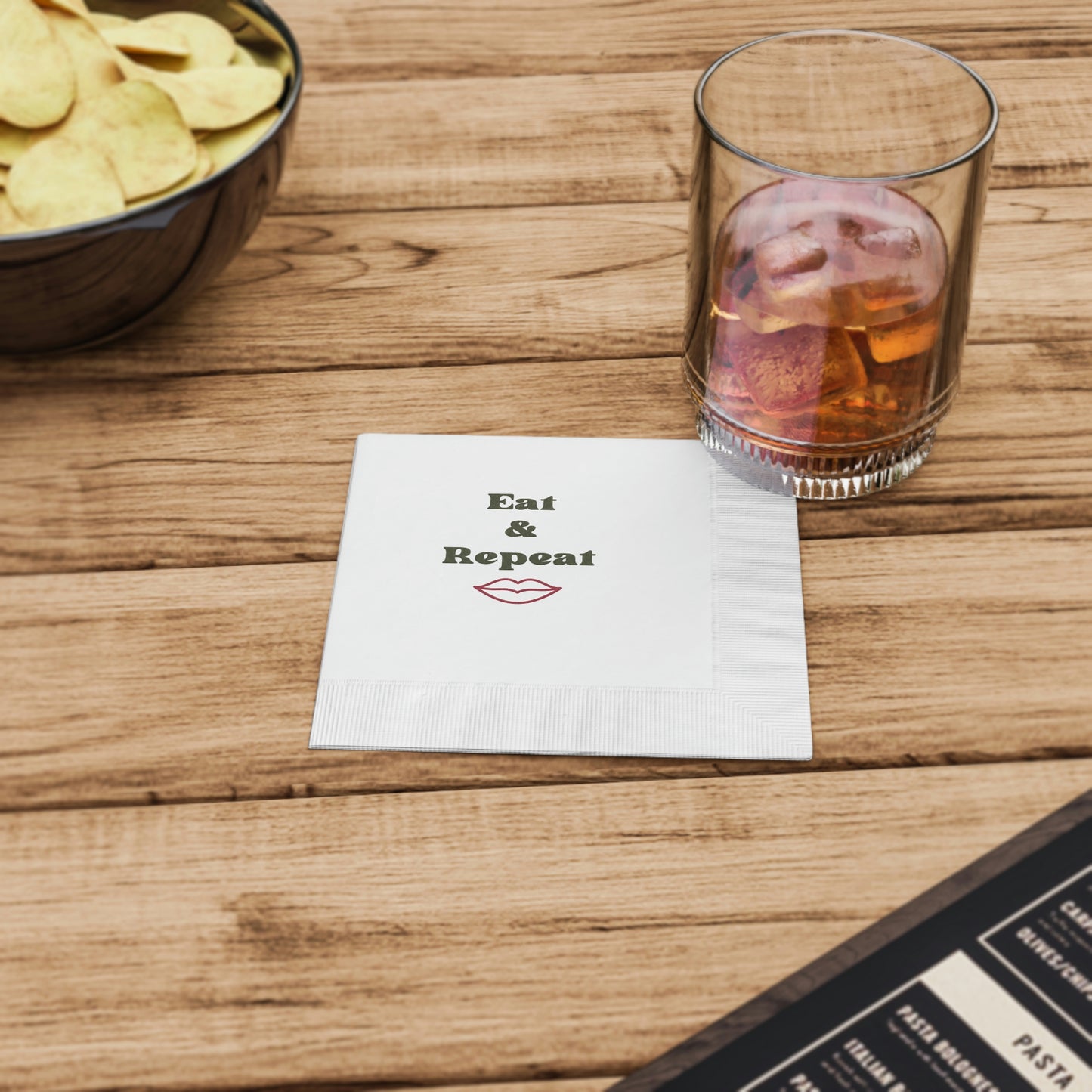 Eat & Repeat White Coined Napkins